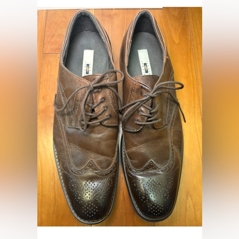 Joseph Abboud Brown Leather Wingtip Derby Shoes